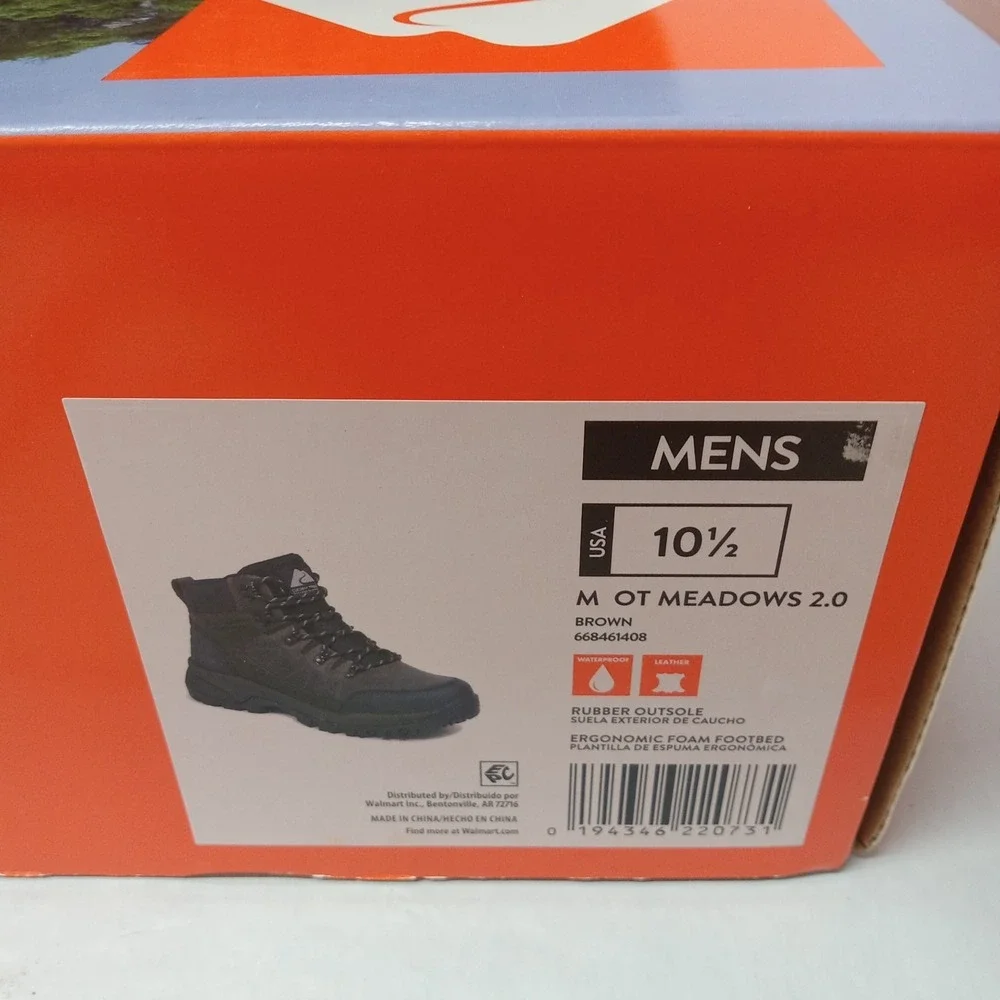 Ozark Trail OT Meadows 2.0 Men's Hiking Boots Size 10.5 Brown Waterproof Leather